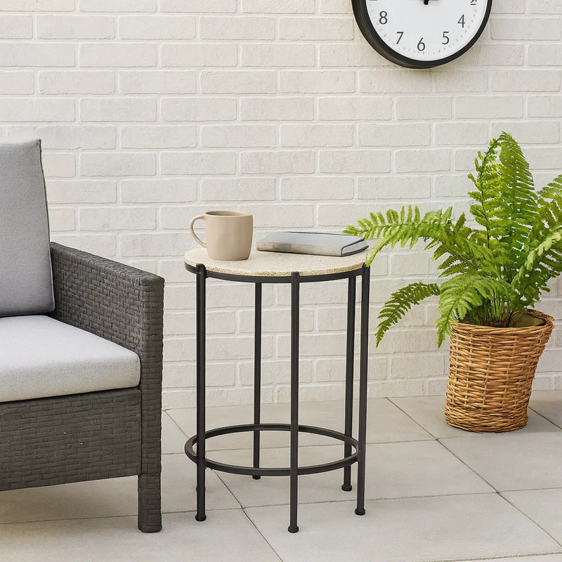 Table d'appoint, bout, rond, table d'appoint, petite, lampe, salon, chambre à coucher, table de chevet, contemporain, Beige