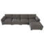 Canapé modulaire de 130 po en forme de L avec table pliante et port double, poches de rangement latérales, 2 coussins d'accoudoirs, repose-pieds à mouvement libre, mousse haute densité, chenille, 5 sièges-1994302987