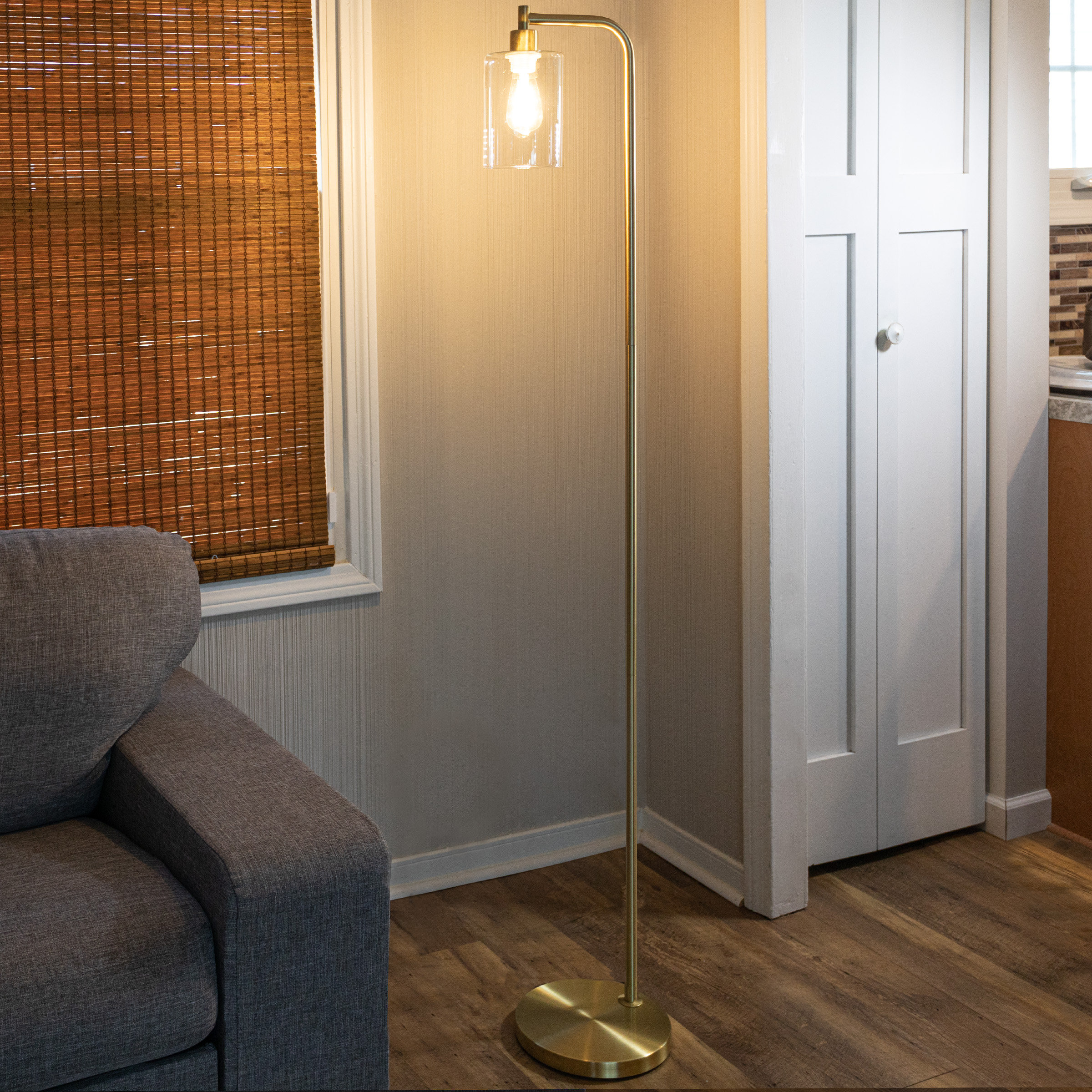 Ebern Designs Marques Arched Floor Lamp - 65.75" Floor Lamp - Tall ...