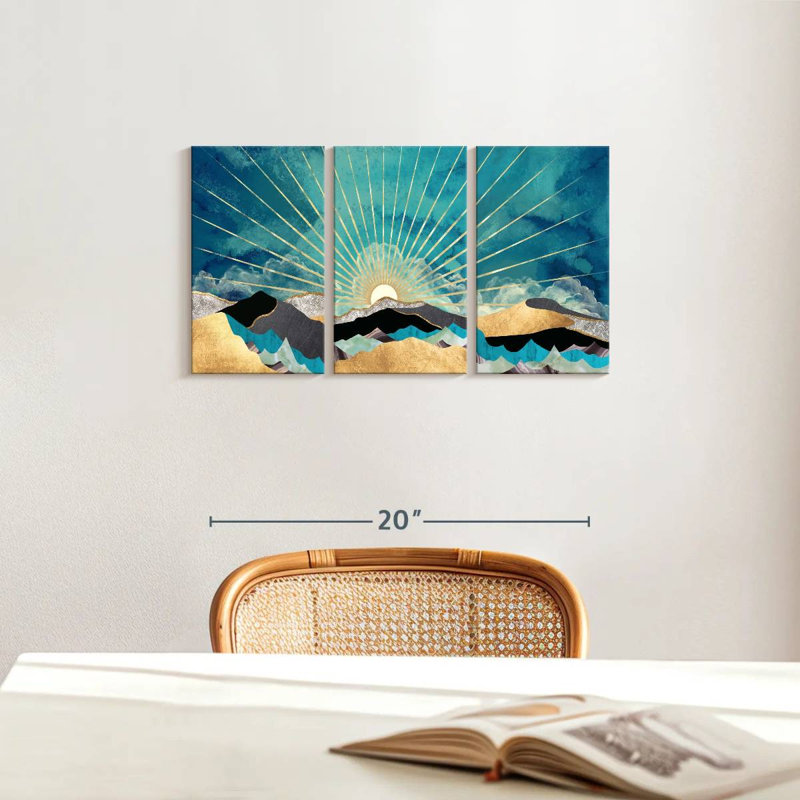 «Blue Sunshine Landscape», reproduction d'art sur toile, H 12 po x l 26 po x P 1 po