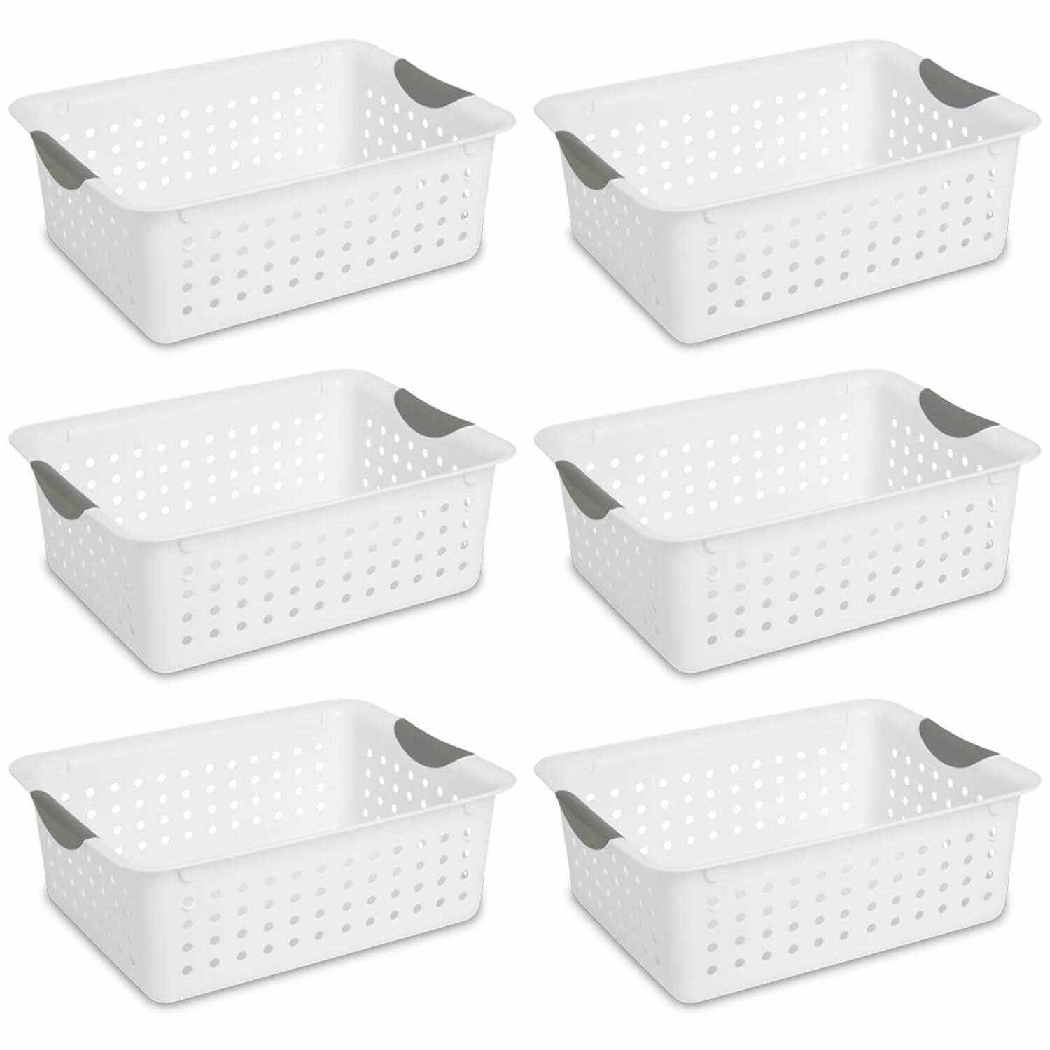 Plastic Storage Baskets Set Of 6 Durable Small Pantry Organizer Bins  Organization And Storage Shelv