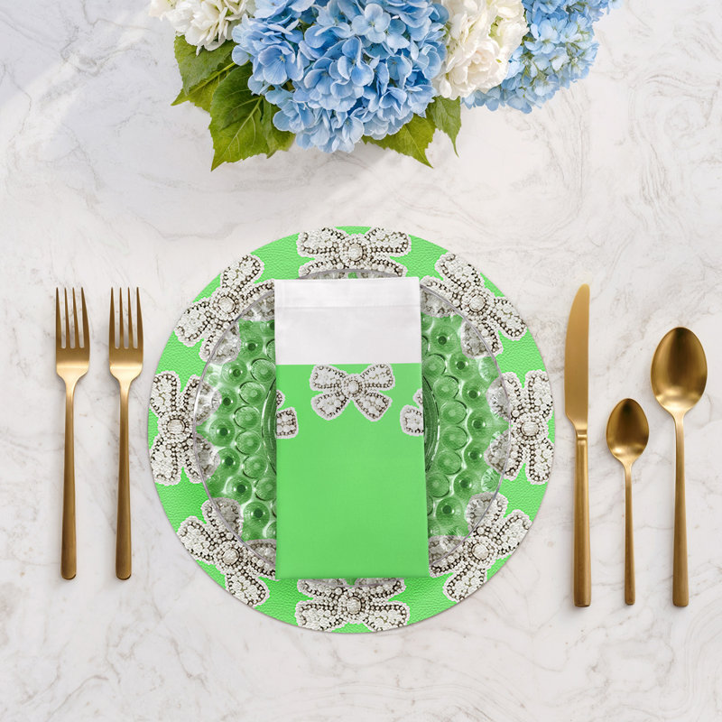 Pearl Bow Cotton Sateen Dinner Napkins, Colony