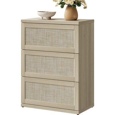 Rattan Accent Cabinet 3-Drawer Sideboard