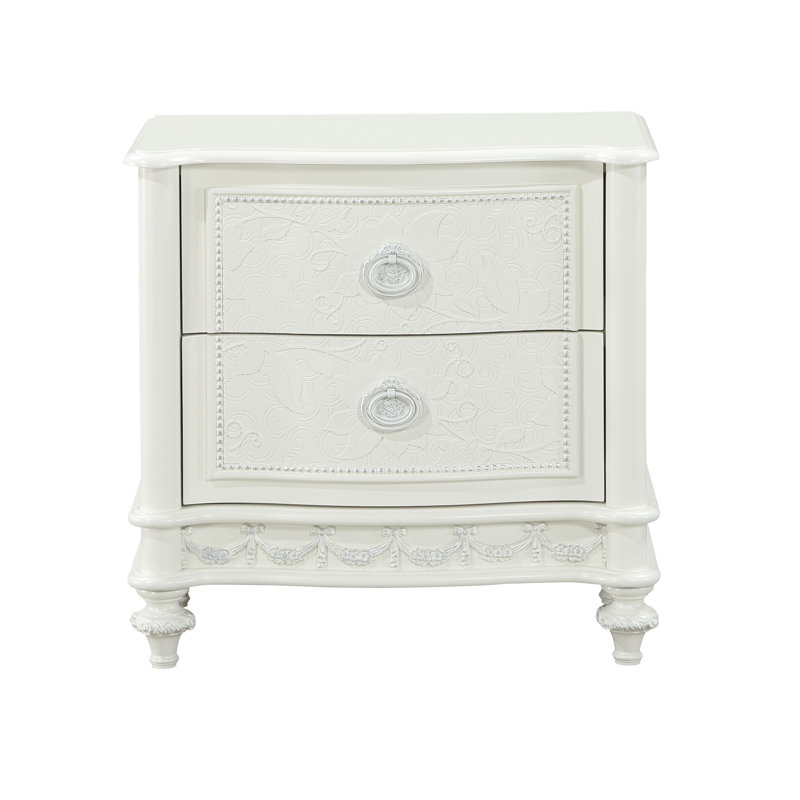 Table de chevet ivoire avec 2 tiroirs | Idée de cadeau