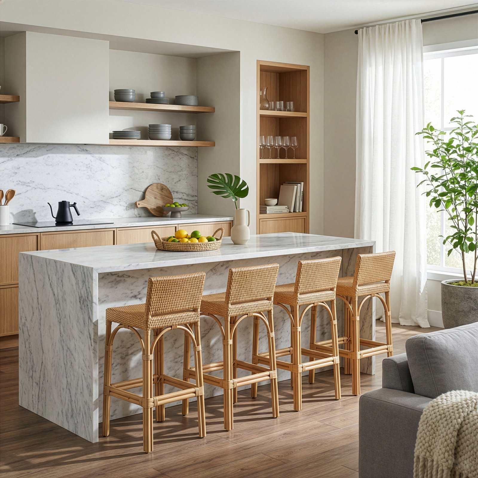 Estella Counter Stool, Natural Brown, Bar Stool (30" Seat Height)