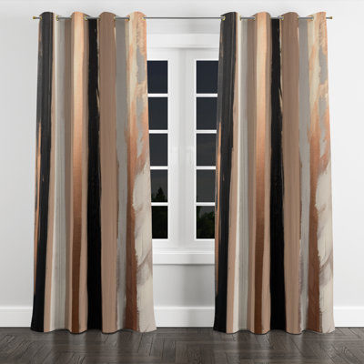 Brown And Black Beyond Boundaries IV - Abstract Grommet Curtain - Velvet Room Darkening - 1 panel