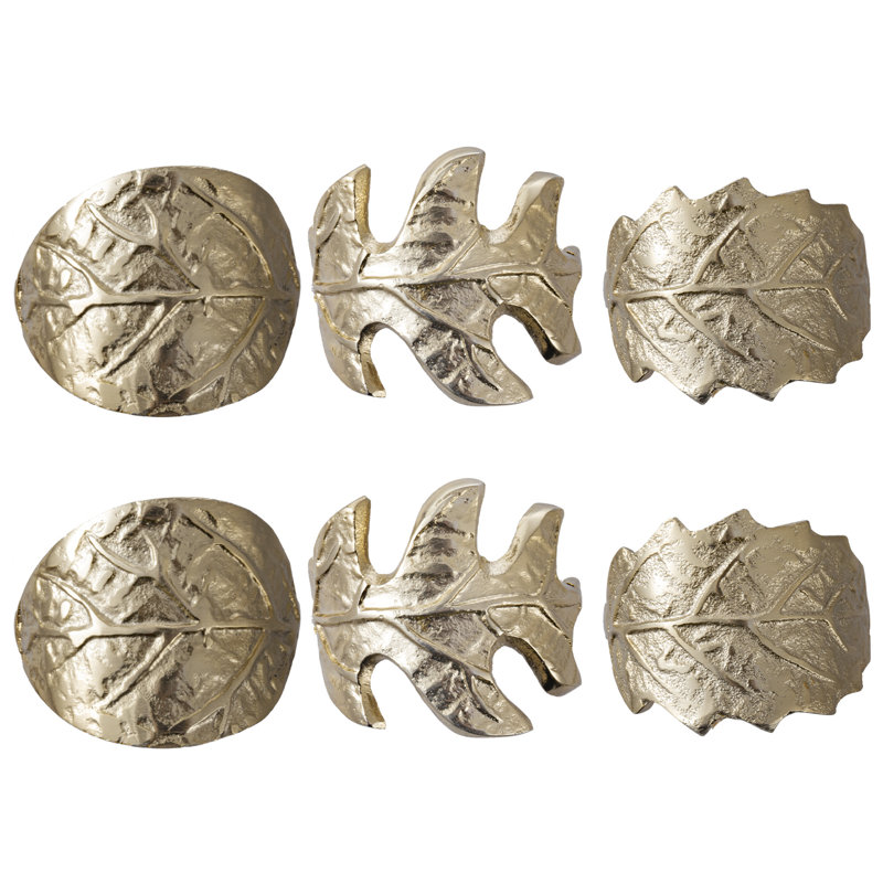 Metal Leaf Napkin Ring (Set Of 6)