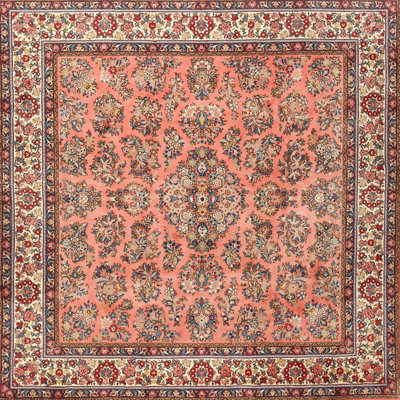 Tapis décoratif en laine rouge/beige à motif oriental Kaela