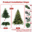 Arbre de Noël artificiel pré-éclairé 6,5 pi avec lumières blanc chaud, 2225 pointes, pin articulé PE + PVC et support pliable-1564510890
