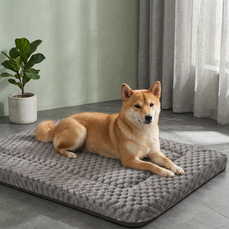 Tapis pour chien et cage pour chien, fabrication douce, durable, lavable à la machine, coussin antidérapant pour canines et félins, conception à deux côtés