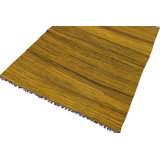 Tapis doré rayé en laine noué à la main de 5 pi 8 po x 7 pi 7 po Madisongrace