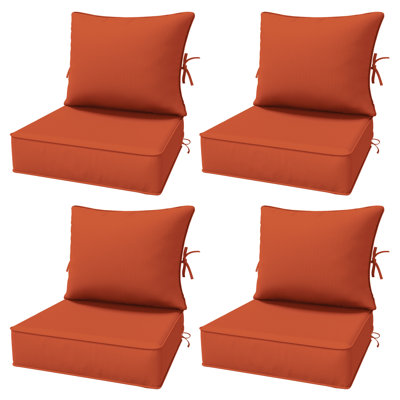 6.5″ Outdoor Replacement Cushion Set, Deep Seating Seat / Back Cushion Set, 24″W X 24″ D, Set Of 4