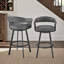 Tabouret pivotant en similicuir Robinett avec base et accoudoirs en métal-349604301-351080178-351080180