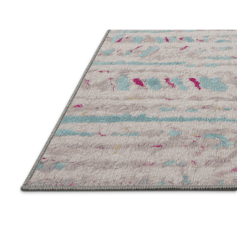 Machine Washable Gray Area Rug, Square 4'