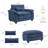 Upholstered Extra Wide Accent Chair With  Rectangle Ottoman-2104095708