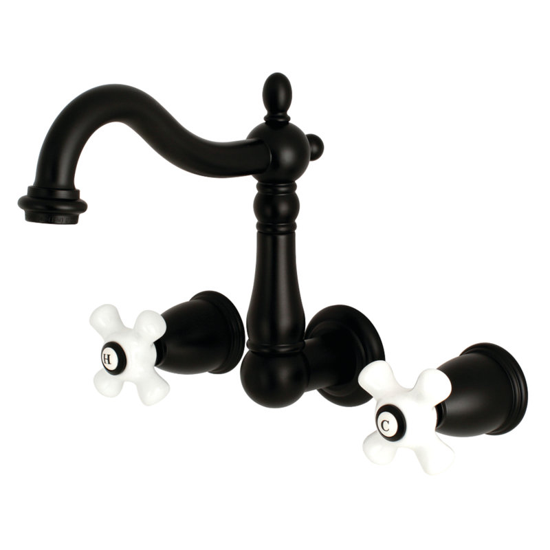 Robinet de salle de bain fixé au mur Heritage, Noir mat