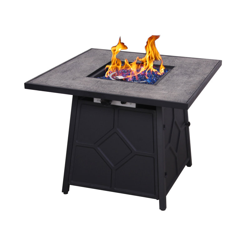 32-Inch Square Stone Gas Fire Pit Table