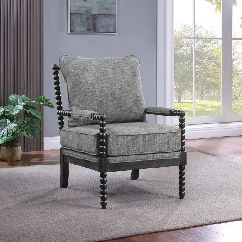 Fletcher 26.75" Wide Armchair, Graphite 100% Polyester, Black