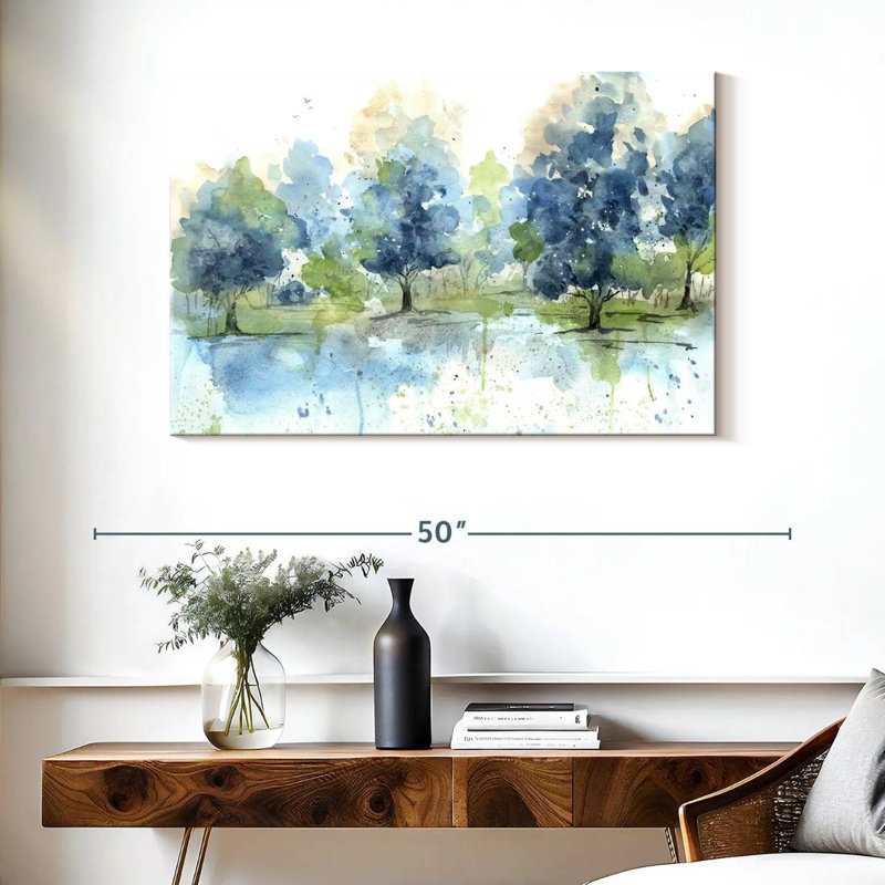 Paysage bleu délavé Avery, H 26 po x l 39 po
