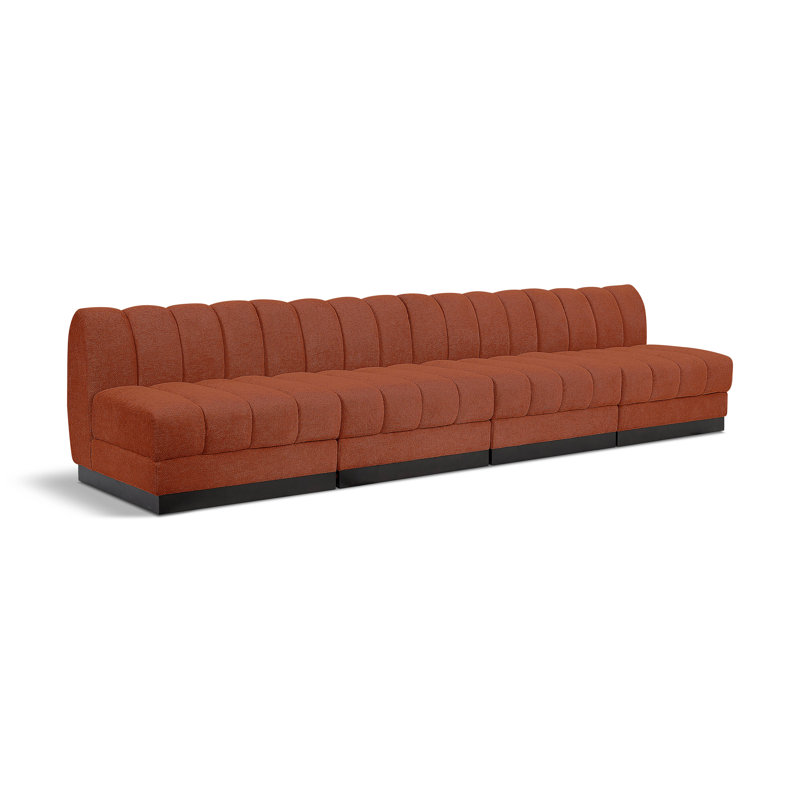 Quinn 128" Upholstered Sofa, Cognac Chenille Fabric