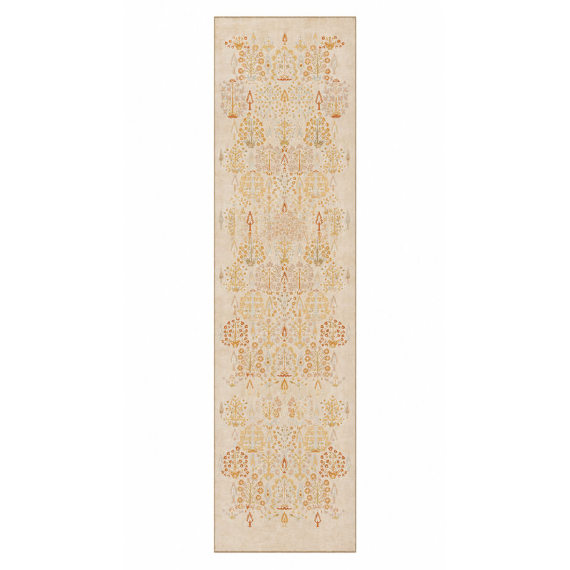 Nature Themed Traditional Woven Based Washable Carpet, Rectangle 3'4" x 5'