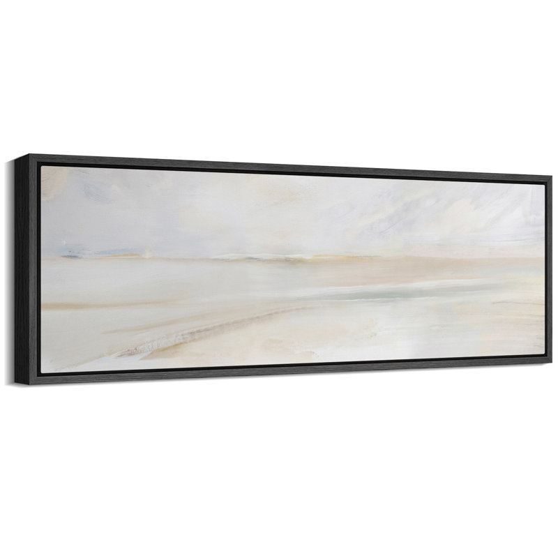 Tranquil Beach Coastal Landscape Modern Art, 20" H x 60" W, Black