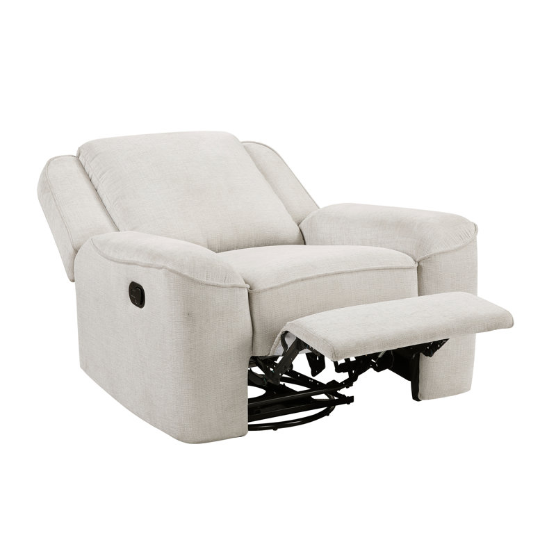 Mobilier de salon luxueux avec fauteuil inclinable et pivotant en tissu ébène, Beige Chenille