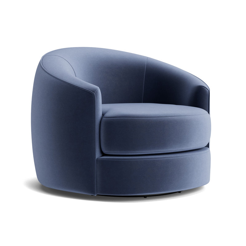 Giselle Full Swivel Chair, Performance Velvet - Indigo