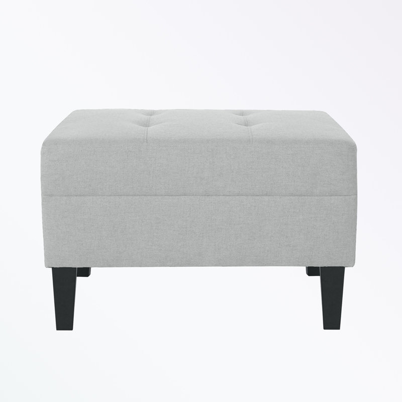 Anjuman Upholstered Ottoman, Gray Polyester, Gray 