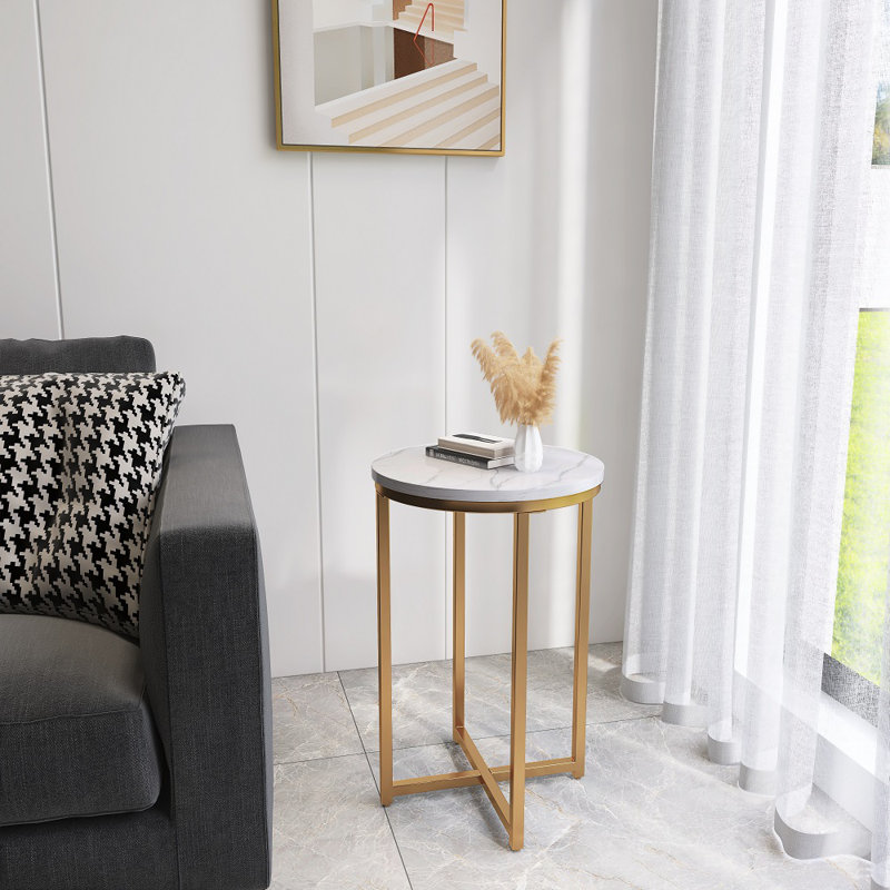 Table basse moderne avec structure en métal thermolaqué, table basse imperméable, salon, Or