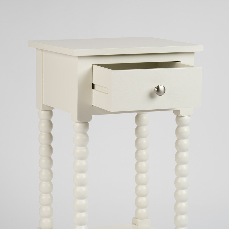 Solid Wood End Table, Ivory