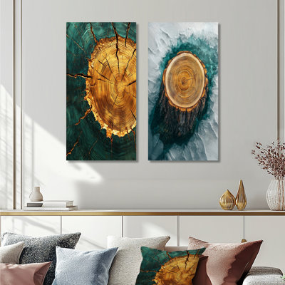 Emerald Stone and Wood Slide Roots Of Serenity III - Art mural 2 pièces