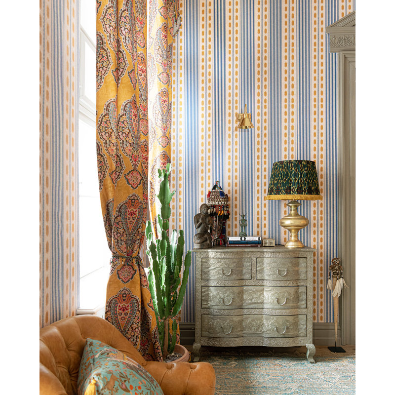 Tales Of Maghreb Striped Wallpaper Roll, Blue/Red/Taupe