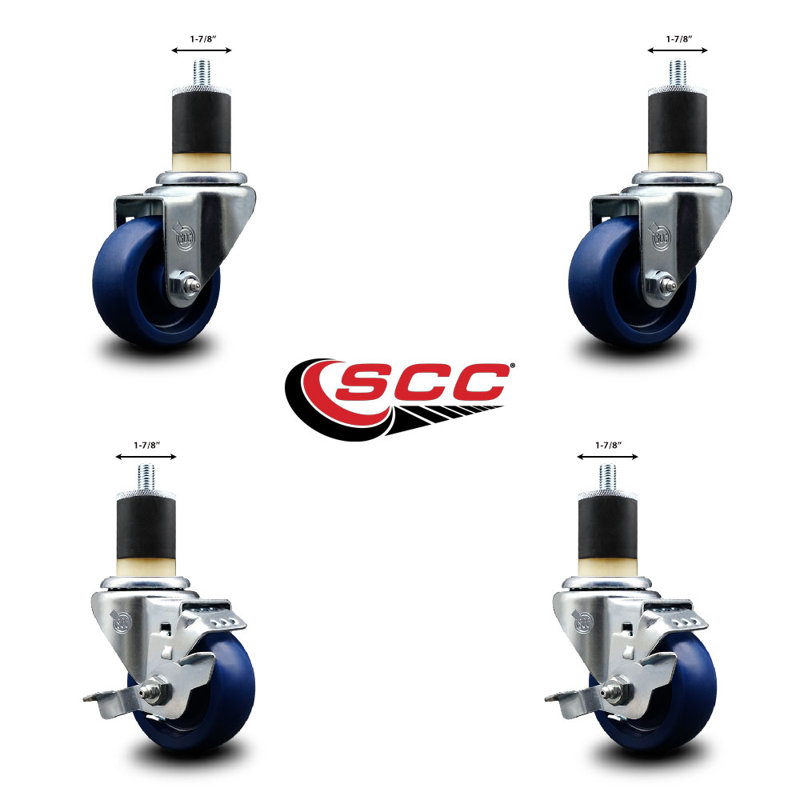 Ensemble de roulettes extensibles pivotantes en poly de 3 pouces de 1 à 7/8 pouces à 2 roues SCC