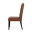 Kd Dining Chairs   Of 2 , Brown Pu Leather Trim, Stylish Button Tufting, Delicate Diamond Stitching, Lovely Tapered Legs