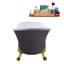 Baignoire de trempage sur pieds en acrylique 55 "avec bonde, pattes et plateau en bambou Streamline-76223131-76223126
