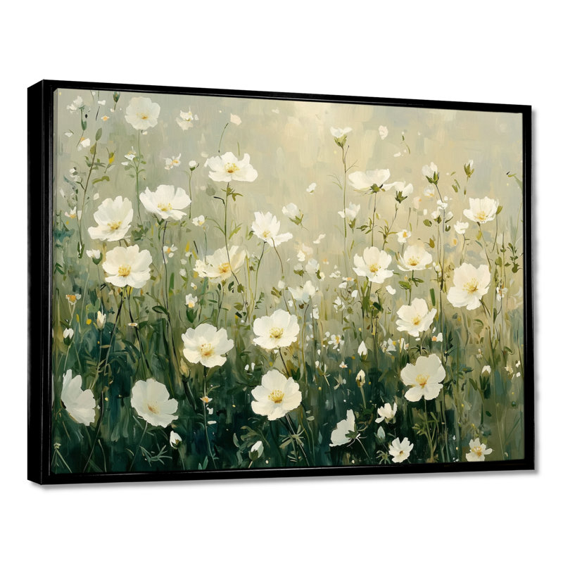 Innarah White Wildflower in Spring Bloom I - Wildflowers, art mural, Noir, H 12 po x l 20 po, Impression encadrée flottante