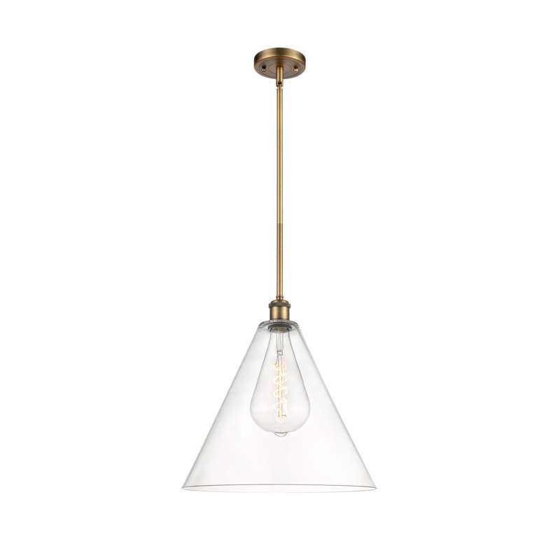 Luminaire suspendu sphérique à 1 lumière Allean, H 49,75 po x l 16 po x P 16 po, Transparent, Laiton brossé