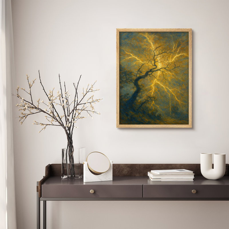 Arbre électrique tempête électrique, reproduction lumineuse et abstraite pour un décor de maison ou de bureau audacieux
