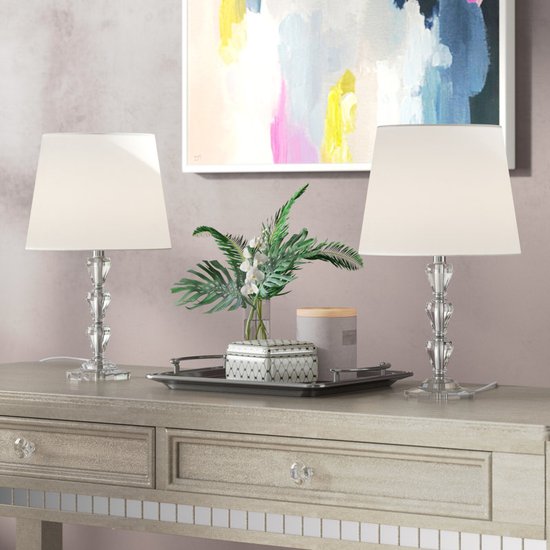 Keya Crystal Table Lamp, White