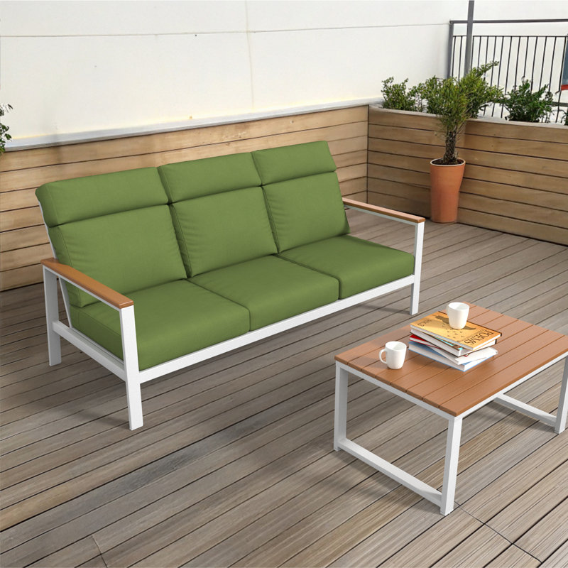 Townsend Metal Outdoor Sofa With Sunbrella Cushion, Green