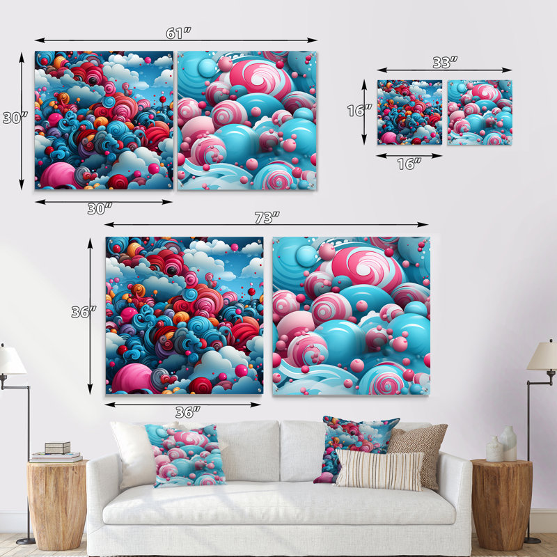 Ciclali - Ensemble de 2 peintures murales abstraites en acrylique, H 36 po x l 73 po