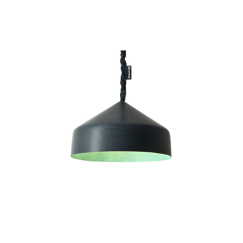 1 - Light Grey Dome Pendant, Black/Turquoise
