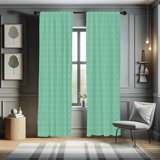 Mint Geometric Semi-Sheer Rod Pocket Curtain Panels