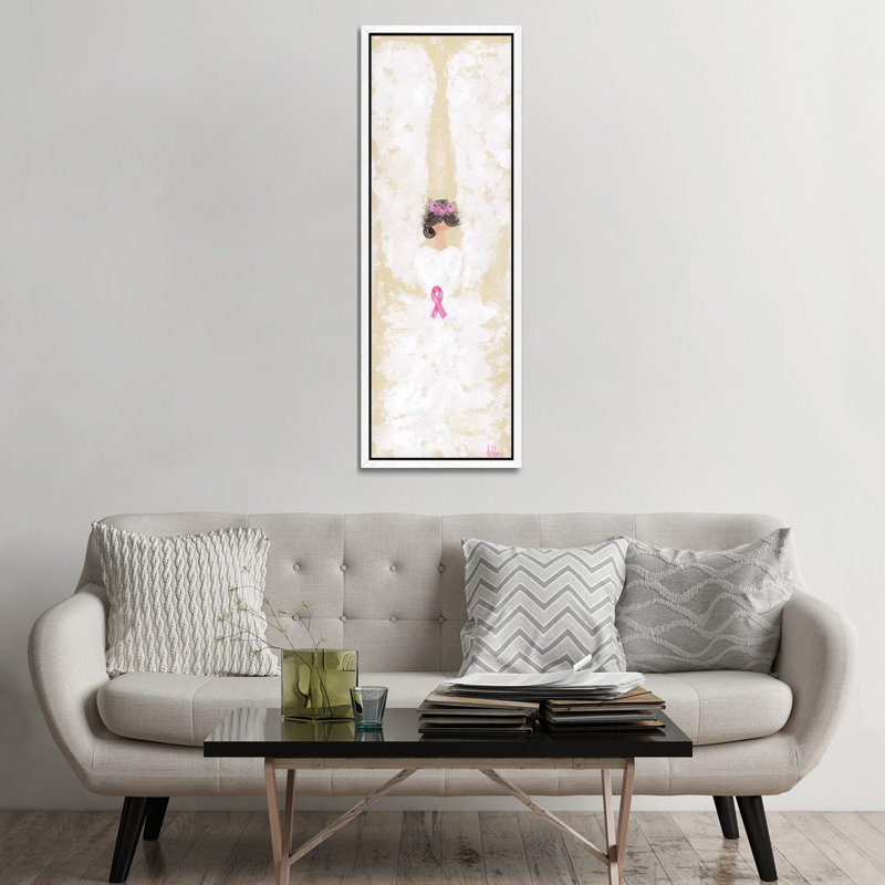 Breast Cancer Angel by Ashley Bradley - Painting on Canvas, 152.4 cm H x 50.8 cm W, White Framed