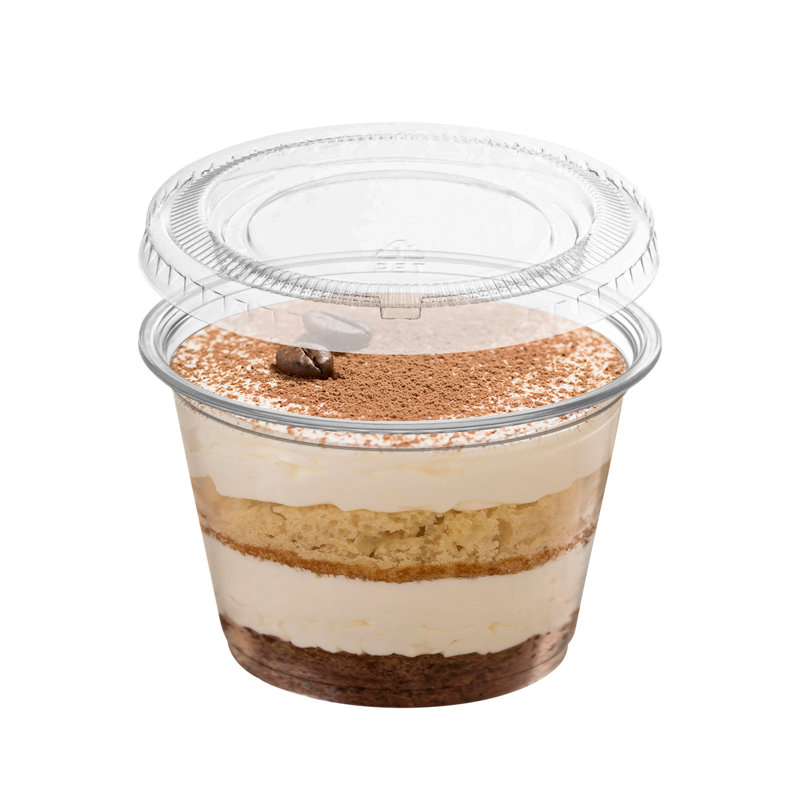 Tasses à portion/soufflé en plastique transparent de 156 ml avec couvercles - Paquet de 2500