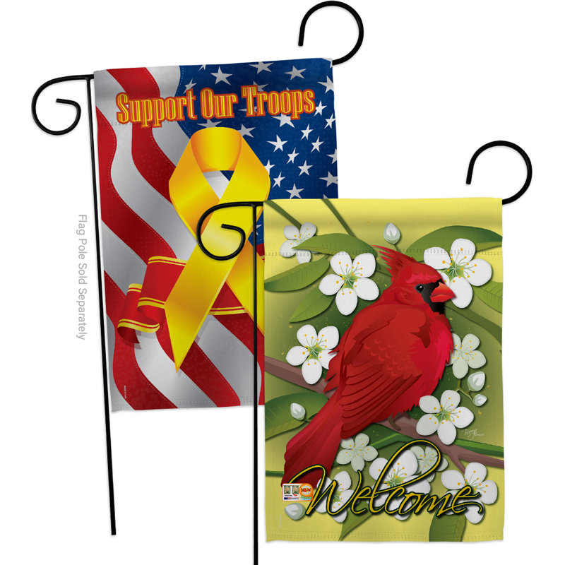 Polyester cardinal à 2 côtés 19 x 13 po drapeau de jardin