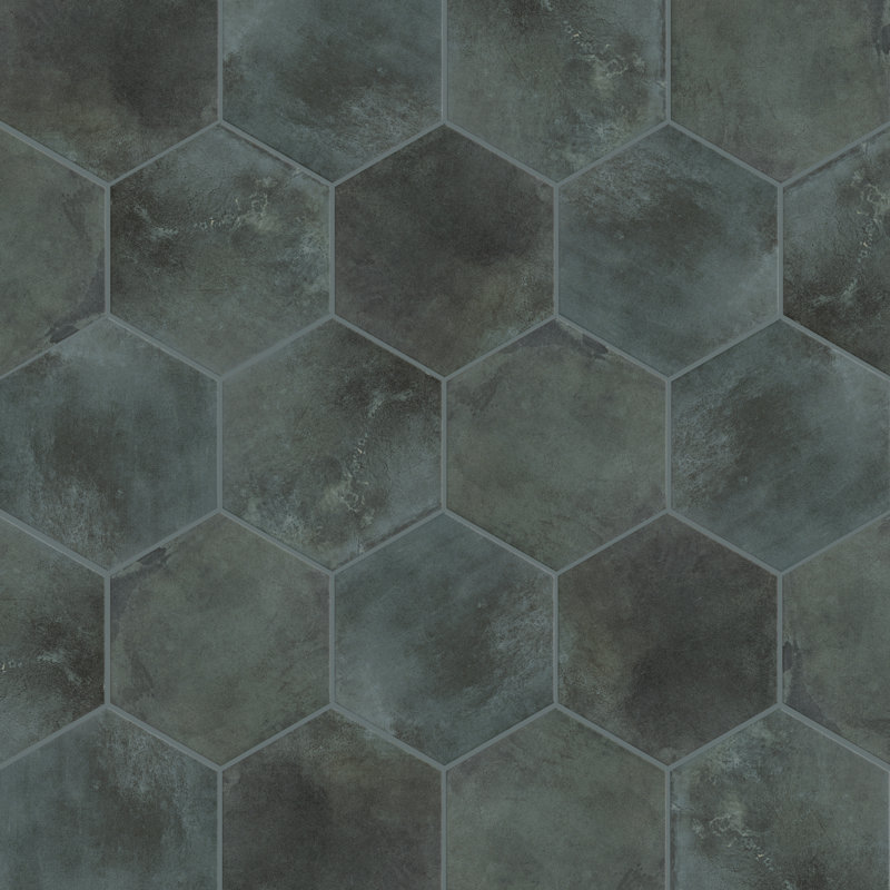 Industrial Hex 8-1/2 In. X 9-7/8 In. Porcelain Modern Look Wall & Floor Tile, Green