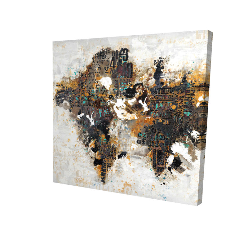 Abstract World Map Canvas | Modern Cities Home Decor Art