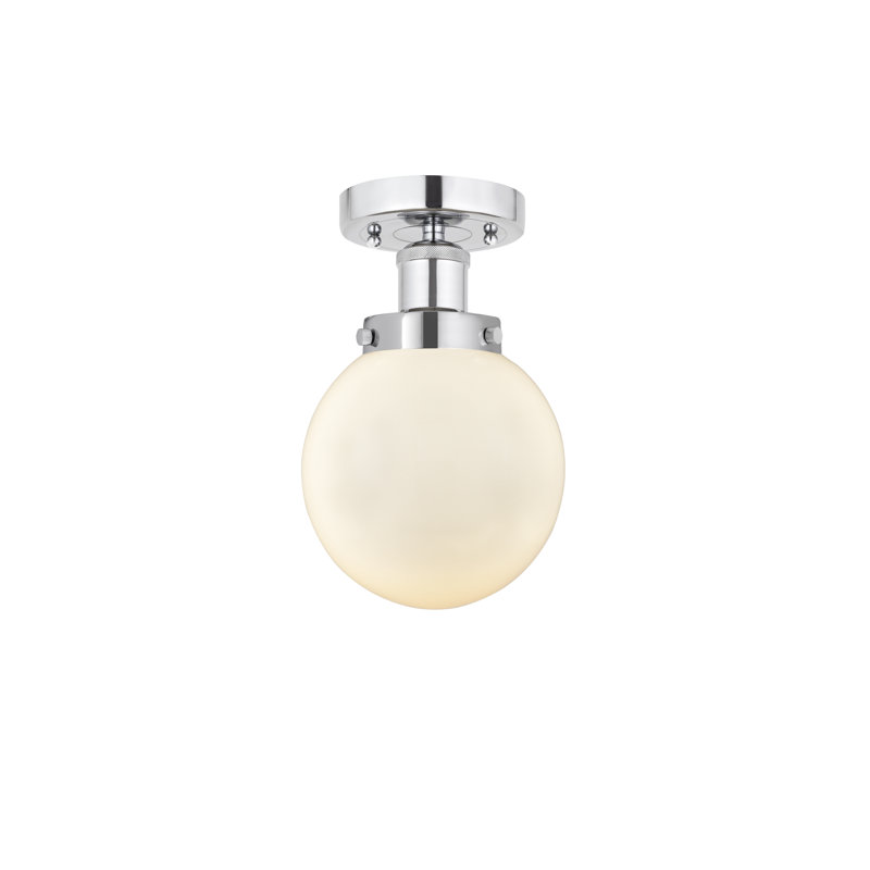 Plafonnier semi-encastré en verre Alfonsa, Chrome poli, Blanc mat